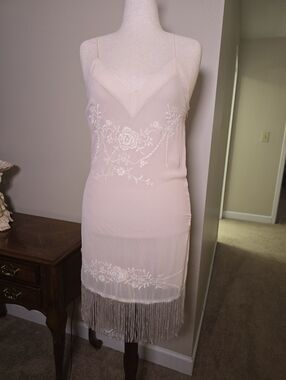 Lauren Conrad Runway Embroidered Fringe Hem Dress
